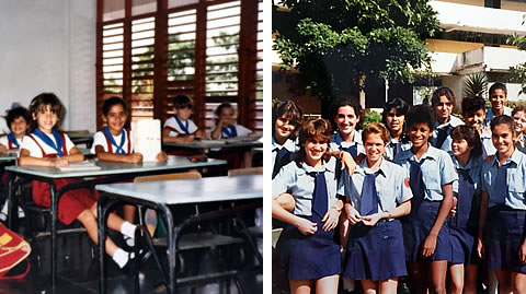 Foto 1: Alunos da Escola Primária República Popular de Angola (Cuba) Foto 2: Alunos da Escola Lenin de Ensino Médio (Cuba) 