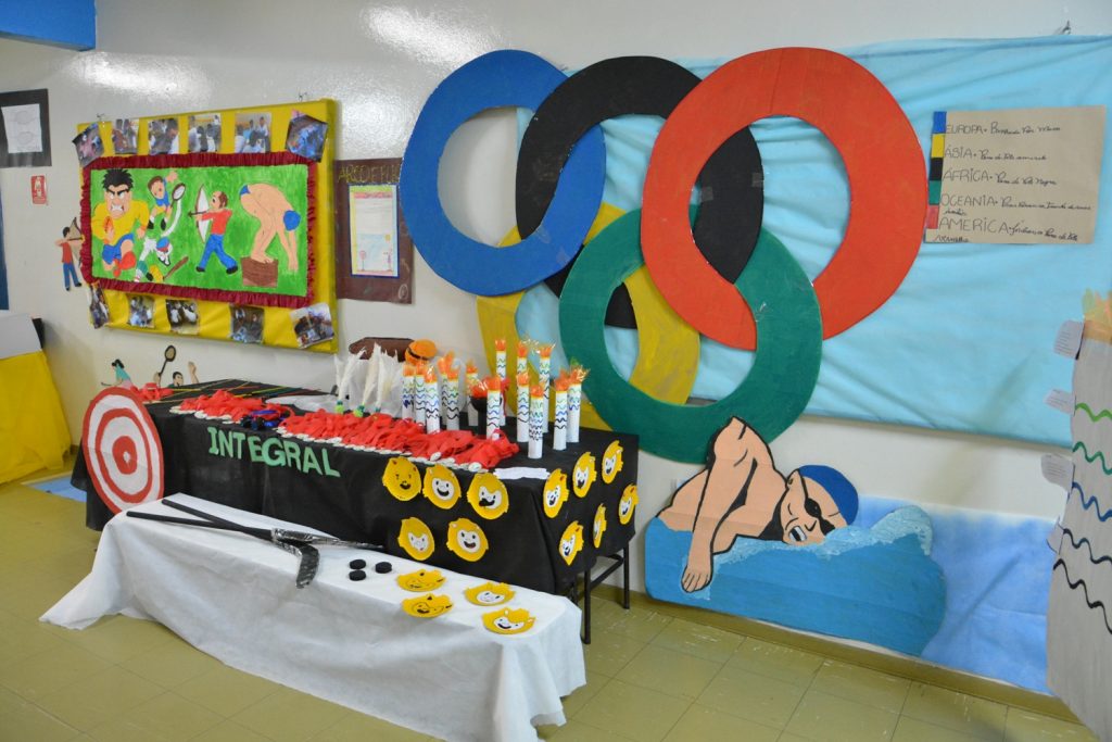 Alunos do concórdia prepararam decoração e obras sobre os Jogos Olímpicos. Foto: Divulgação